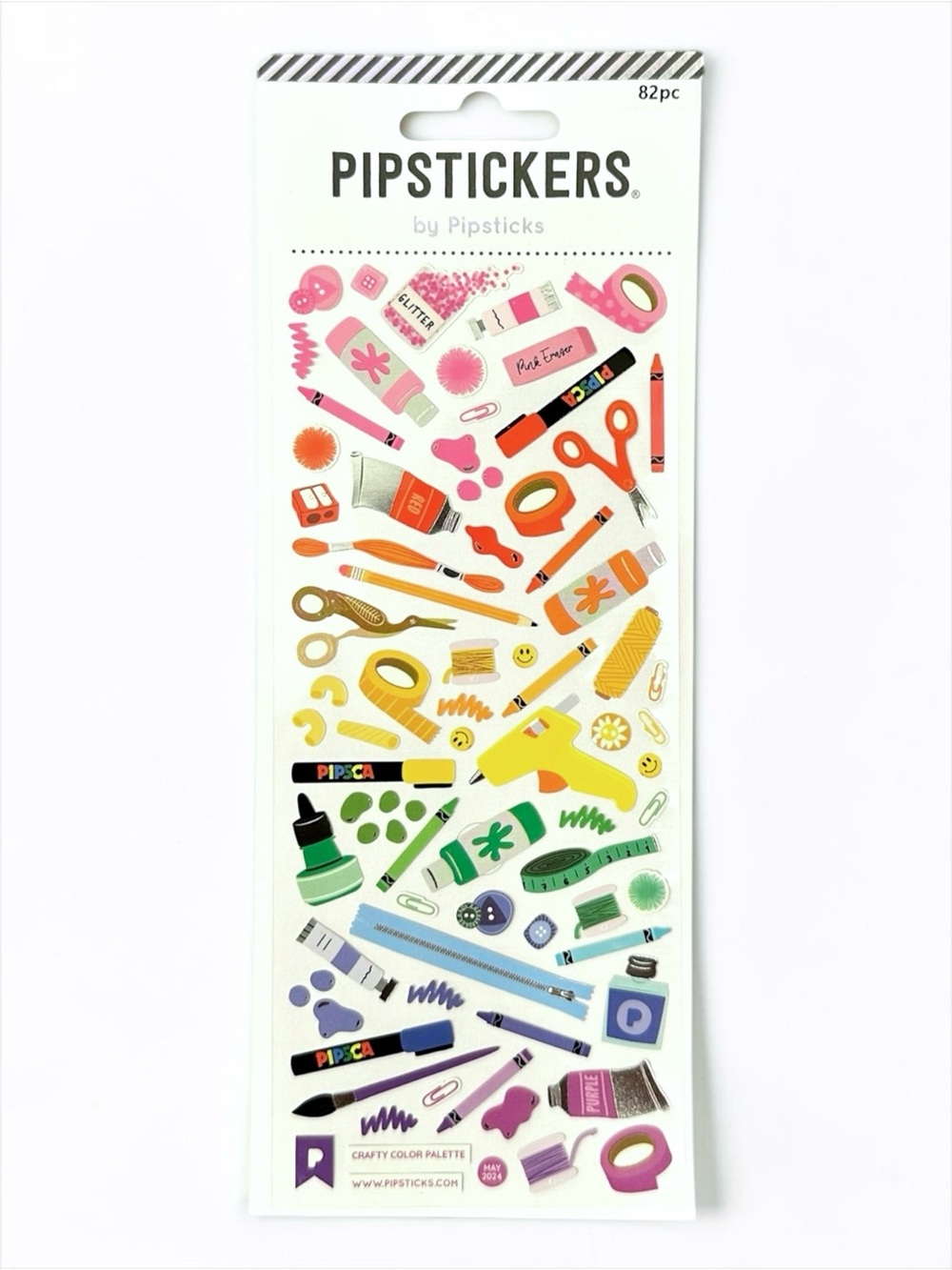 Pipsticks Rainbow Craft Supply Sticker Sheet Planner Scrapbook 82pc NWT